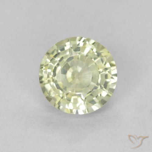 0.46ct Natural Very Light Greenish Yellow Sapphire, Round, VVS