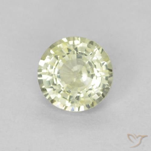 0.46 ct Yellow Sapphire Stone, Natural Sapphire in Round Facet Shape for Sale