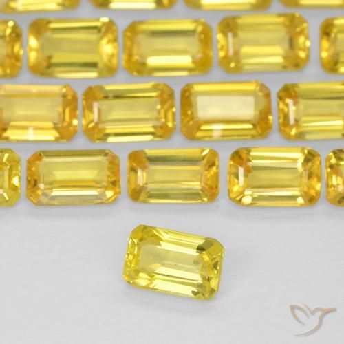 8.01 ctw Yellow Sapphire Stones, Natural Sapphire in Octagon Step Cut Shape for Sale
