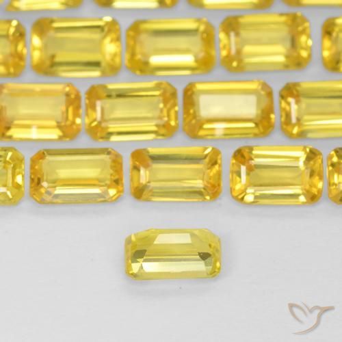Sapphire Gemstones in 5 x 3.2 mm Size for Sale, Sapphire Stones in Bumblebee Yellow Color