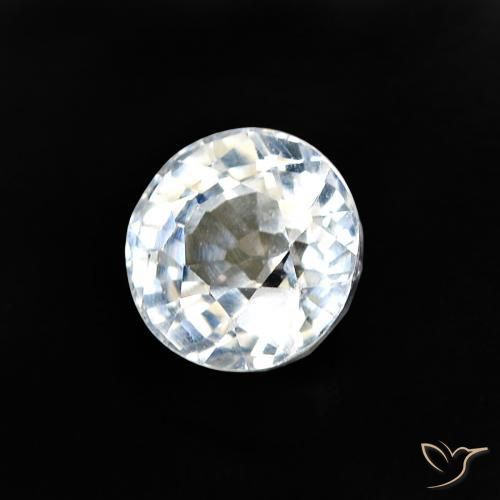 0.58 ct White Sapphire Stone, Natural Sapphire in Round Facet Shape for Sale