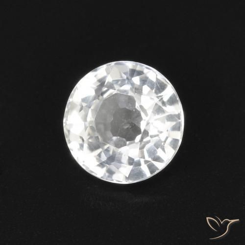 0.53 ct White Sapphire Stone, Natural Sapphire in Round Facet Shape for Sale