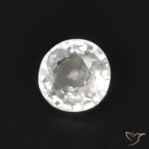 0.57 ct White Sapphire Stone, Natural Sapphire in Round Facet Shape for Sale