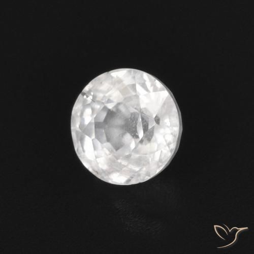 0.43 ct White Sapphire Stone, Natural Sapphire in Round Facet Shape for Sale