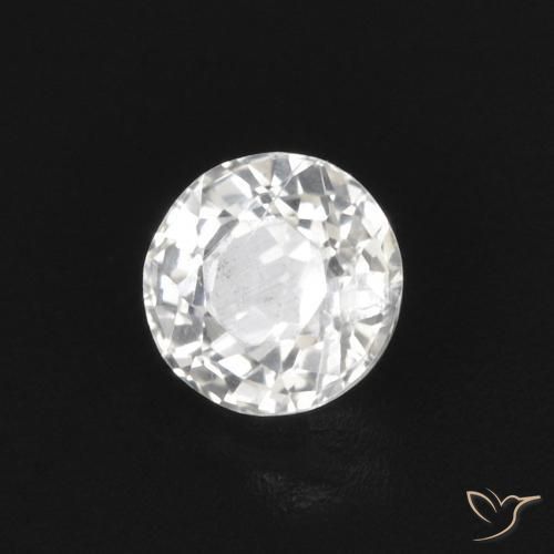 0.43 ct White Sapphire Stone, Natural Sapphire in Round Facet Shape for Sale
