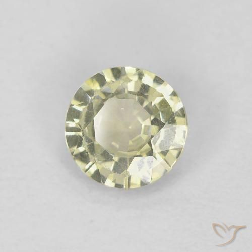0.41 ct Yellow Sapphire Stone, Natural Sapphire in Round Facet Shape for Sale