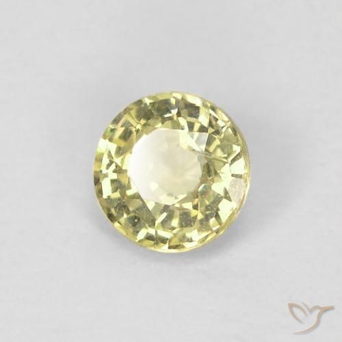 0.41 ct Yellow Sapphire Stone, Natural Sapphire in Round Facet Shape for Sale