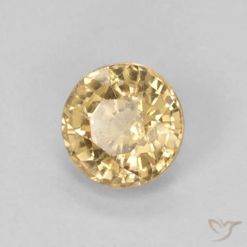 0.67 ct Golden Sapphire Stone, Natural Sapphire in Round Facet Shape for Sale