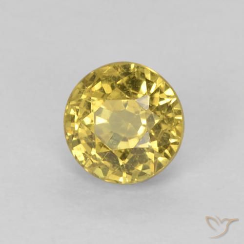 0.64 ct Golden Sapphire Stone, Natural Sapphire in Round Facet Shape for Sale