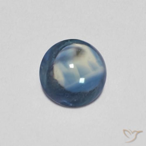 Zafiro Azul Cabujón Redondo de 4,4mm de Madagascar, peso de 0.35 ct, piedra preciosa natural Caliente en claridad Transparente, Zafiro de 1 pieza - Color: Azul marino, dureza Mohs de 9 Adecuado para joyas de uso diario, Piedra natal de septiembre, Photo A
