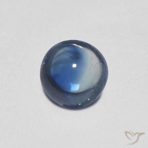 Zafiro Azul Cabujón Redondo de 0.4 ct de Madagascar, dimensión 4,2mm, piedra preciosa natural Caliente, claridad Transparente, Zafiro de 1 pieza en color Azul marino, dureza Mohs de 9 Adecuado para joyas de uso diario, Piedra natal de septiembre, Photo A
