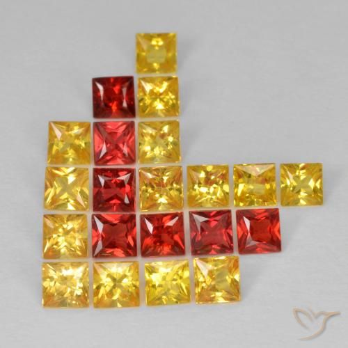 2.57 ctw Multicolor Sapphire Stones, Natural Sapphire in Princess-Cut Shape for Sale