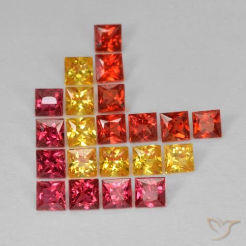 2.26 ctw Multicolor Sapphire Stones, Natural Sapphire in Princess-Cut Shape for Sale