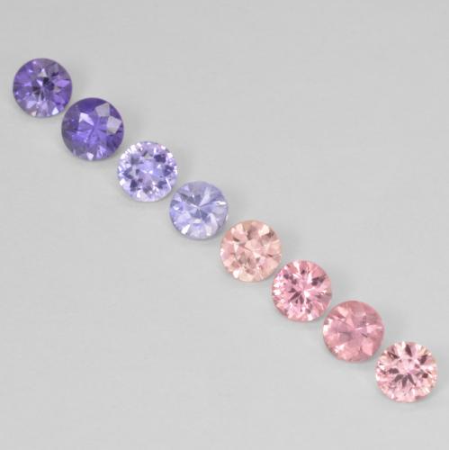 Lotto di 8 pezzi Zaffiro Multicolore taglio rotondo dalla Tanzania - Dimensioni 3,3mm, peso 1,29 ct totali / media. 0,16 ct ciascuno, durezza Mohs 9 adatto per gioielli da indossare ogni giorno, Pietra della saggezza, Photo A