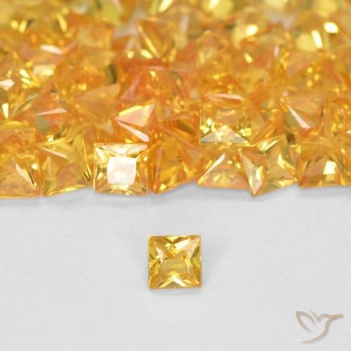 0.07ct Natural Orange-Gold Sapphire, Square, VS
