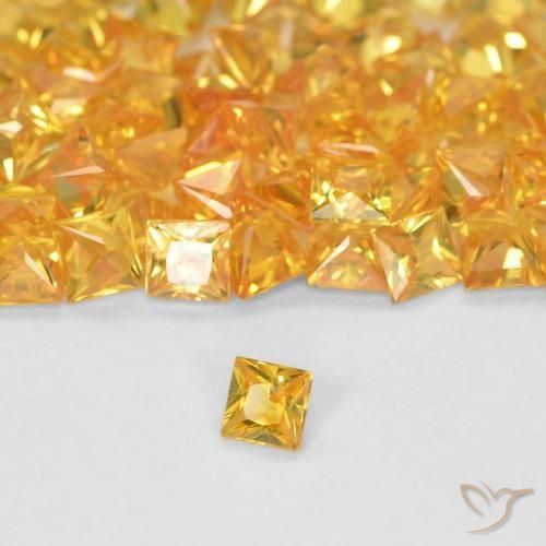 3.32 ctw Golden Sapphire Stones, Natural Sapphire in Square / Scissor Cut Shape for Sale