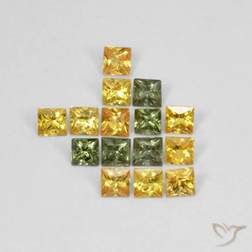 1.12 ctw Multicolor Sapphire Stones, Natural Sapphire in Square / Scissor Cut Shape for Sale