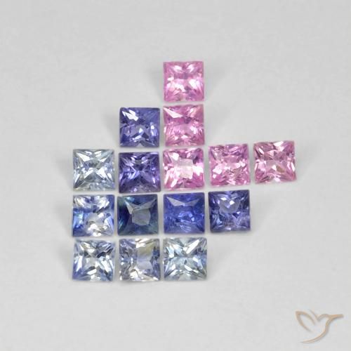 1.40ctw Natural Multicolor Sapphire, Square, VS