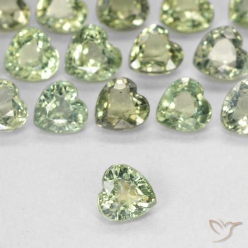 0.42ct Natural Very Light Sage Green Sapphire, Heart, VVS-VS