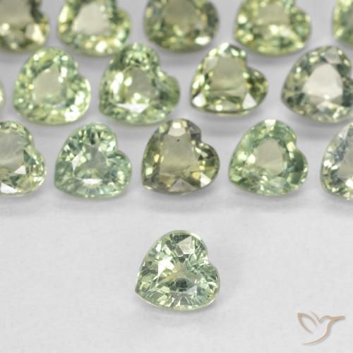 1.68 ctw Green Sapphire Stones, Natural Sapphire in Heart Facet Shape for Sale