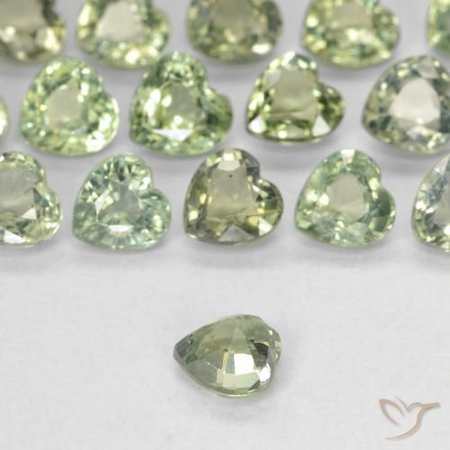 Sapphire Gemstones in 4.2 x 4.1 mm Size for Sale, Sapphire Stones in Very Light Sage Green Color