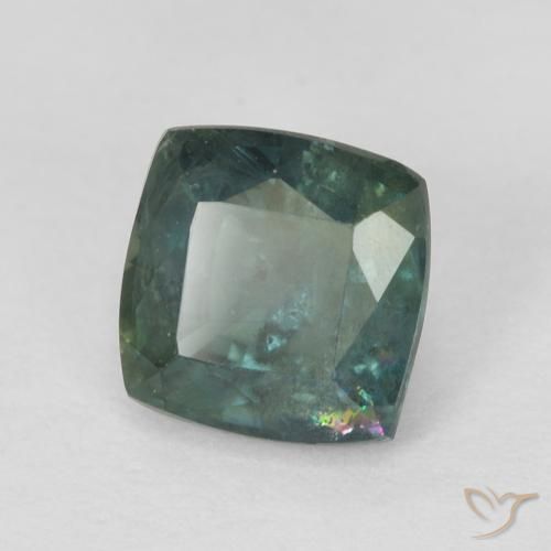 1.14 ct Green Sapphire Stone, Natural Sapphire in Cushion-Cut Shape for Sale