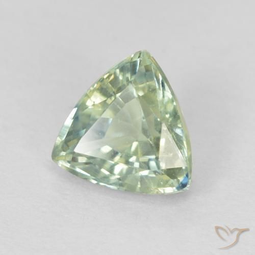 0.87 ct Green Sapphire Stone, Natural Sapphire in Trillion Facet Shape for Sale