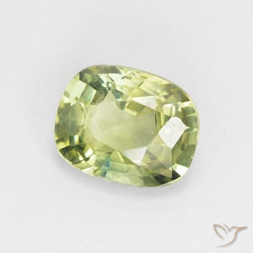 1.09 ct Green Sapphire Stone, Natural Sapphire in Cushion-Cut Shape for Sale