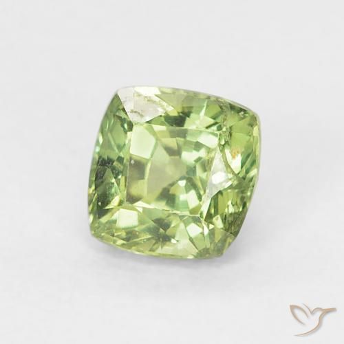 0.54 ct Green Sapphire Stone, Natural Sapphire in Cushion-Cut Shape for Sale