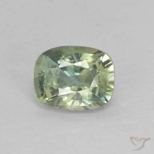 0.69ct Natural Light Green Sapphire, Cushion, VS