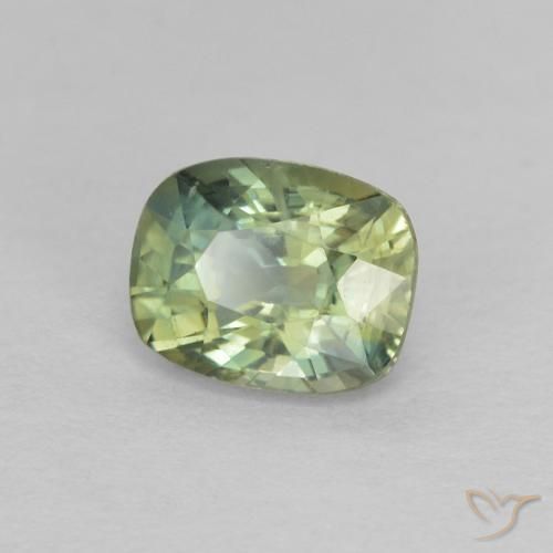 0.69 ct Green Sapphire Stone, Natural Sapphire in Cushion-Cut Shape for Sale