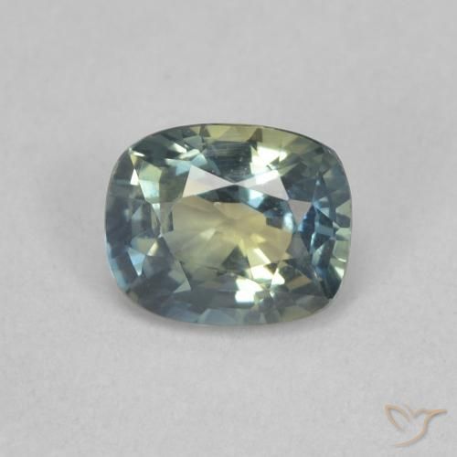 0.77ct Natural Medium Blue Green Sapphire, Cushion, VVS