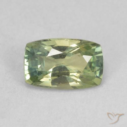 0.91ct Natural Light Green Sapphire, Cushion, VVS