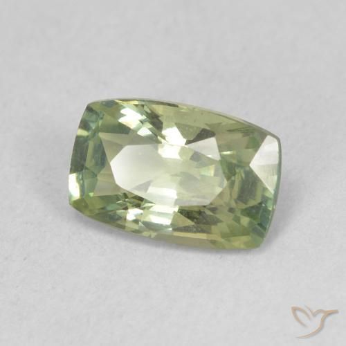 0.91 ct Green Sapphire Stone, Natural Sapphire in Cushion-Cut Shape for Sale