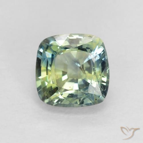 0.89ct Natural Greenish Blue Sapphire, Cushion, VS