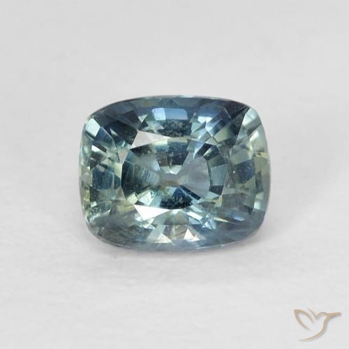 0.81ct Natural Medium Blue Green Sapphire, Cushion, VS