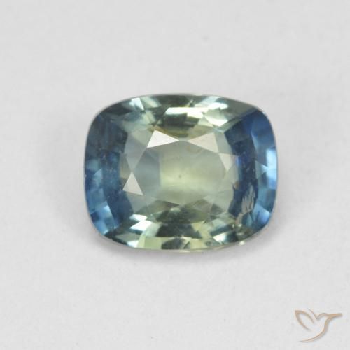 0.79ct Natural Medium Blue Green Sapphire, Cushion, VS