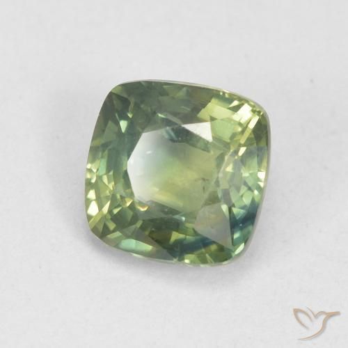 1.13 ct Green Sapphire Stone, Natural Sapphire in Cushion-Cut Shape for Sale