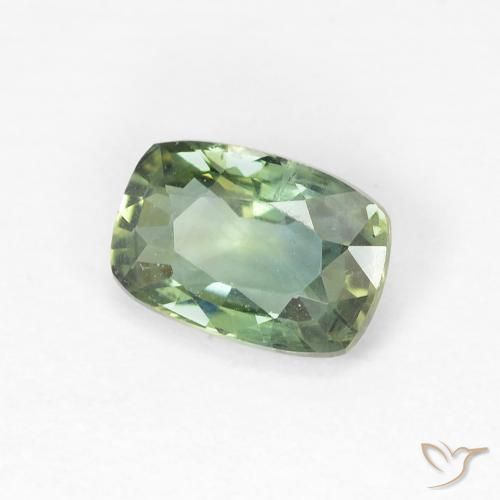 1.00 ct Green Sapphire Stone, Natural Sapphire in Cushion-Cut Shape for Sale