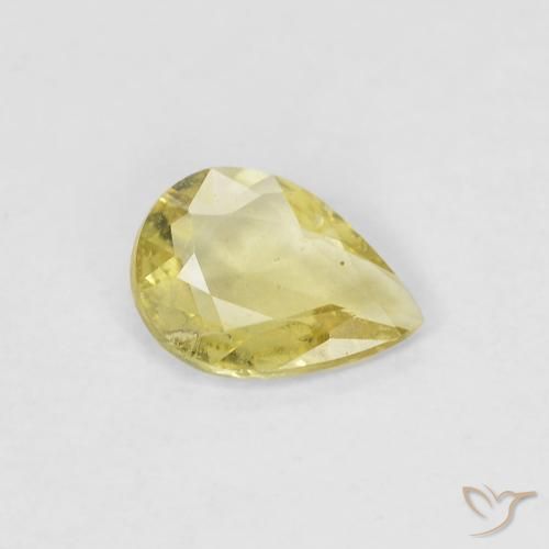 0.41 ct Yellow Sapphire Gemstone, Sapphire Gem in Pear Facet Shape for Sale.