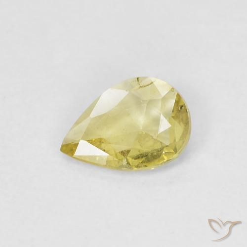 0.41 ct Yellow Sapphire Stone, Natural Sapphire in Pear Facet Shape for Sale