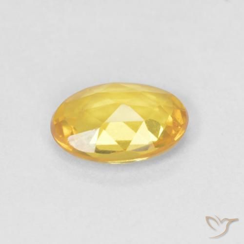 Sapphire Gemstone in 6 x 4 mm (calibrated) Size for Sale, Sapphire Stone in Bright Gold Color