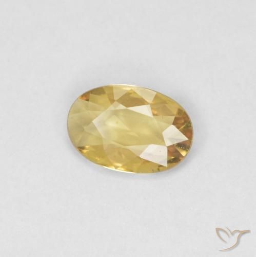 0.36 ct Golden Sapphire Stone, Natural Sapphire in Oval Facet Shape for Sale