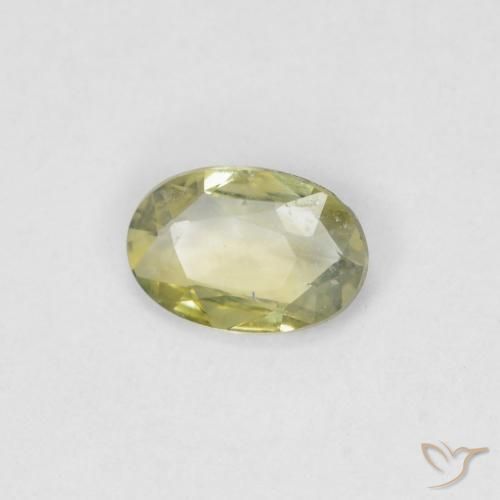 0.40 ct Green Sapphire Stone, Natural Sapphire in Oval Facet Shape for Sale