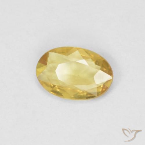 0.37 ct Golden Sapphire Stone, Natural Sapphire in Oval Facet Shape for Sale