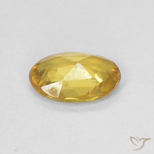 Sapphire Gemstone in 6.6 x 4.7 mm Size for Sale, Sapphire Stone in Medium Gold Color