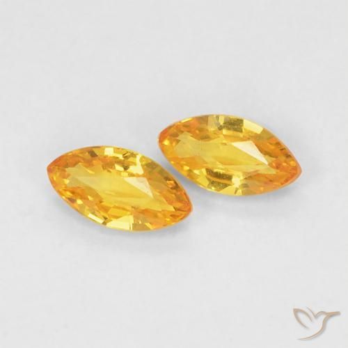 0.39 ctw Golden Sapphire Stones, Natural Sapphire in Marquise Facet Shape for Sale