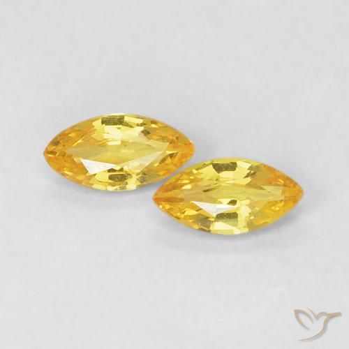 0,36 ct loser gelber Saphir, 4,9 x 2,5 mm Marquiseschliff aus Tansania, Photo A