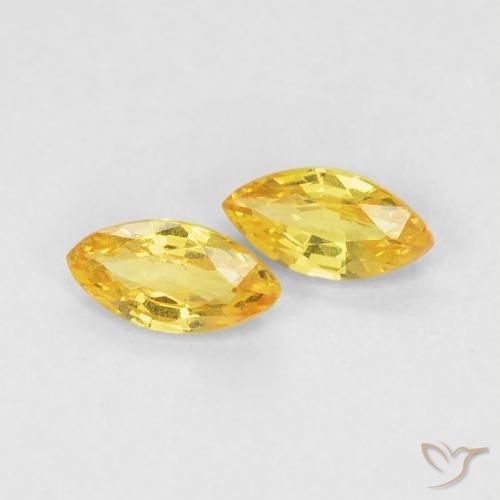 0.36 ctw Yellow Sapphire Stones, Natural Sapphire in Marquise Facet Shape for Sale