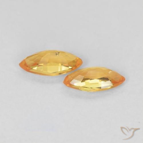 Sapphire Gemstones in 5 x 2.5 mm (calibrated) Size for Sale, Sapphire Stones in Dark Orange-Gold Color